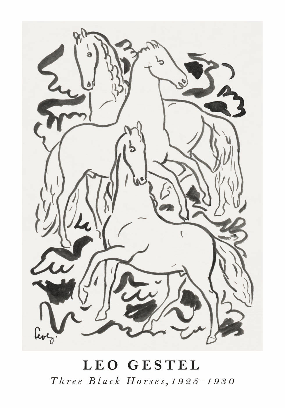 Three Black Horses, Leo Gestel Poster - Posterbox.dk