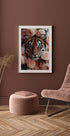 Tiger Among Peach Roses Poster - Posterbox.dk