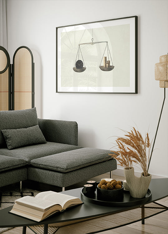 Time or Money, surreal balance scale Poster - Posterbox.dk