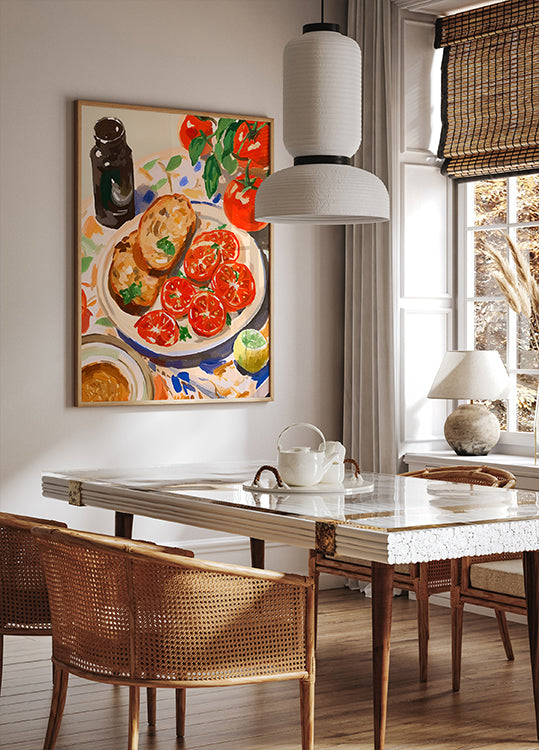 Tomatoes and Toast, Mediterranean kitchen Poster - Posterbox.dk