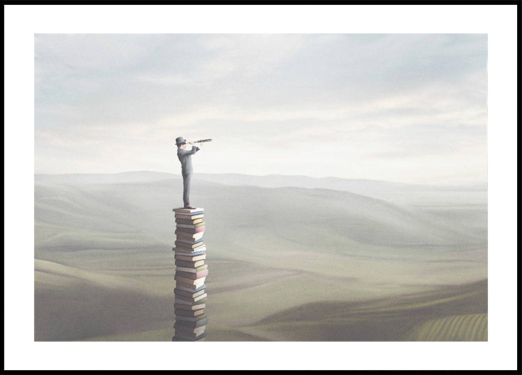 Tower of Books Poster - Posterbox.dk