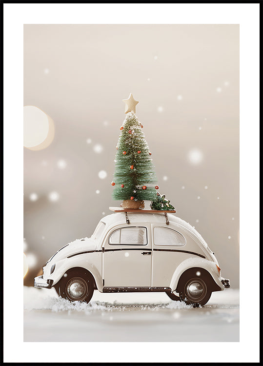 a car with a Christmas tree on top of it