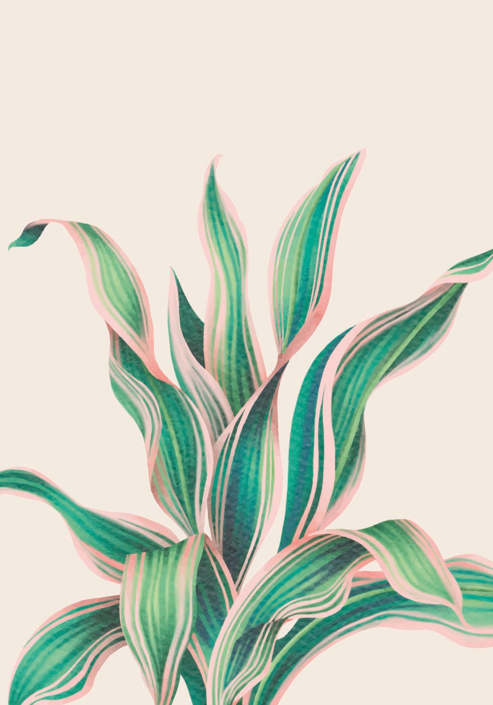 Tropical Green Pink Plant Poster - Posterbox.dk
