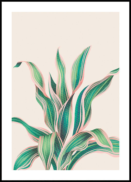 Tropical Green Pink Plant Poster - Posterbox.dk