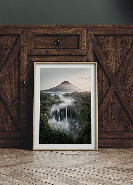 Tumpak Sewu Waterfalls and Mount Semeru Poster - Posterbox.dk