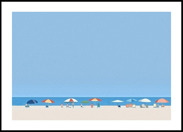 Umbrellas on the Shore Poster - Posterbox.dk
