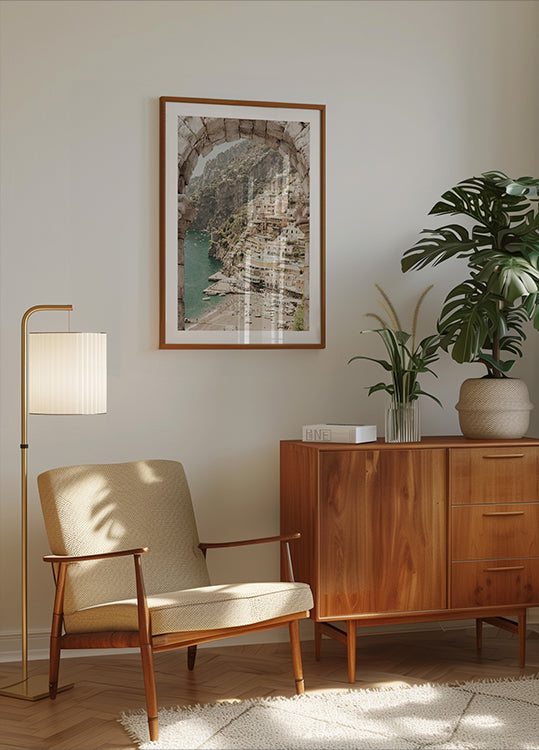 View of Amalfi Coast, Mediterranean Village Poster - Posterbox.dk