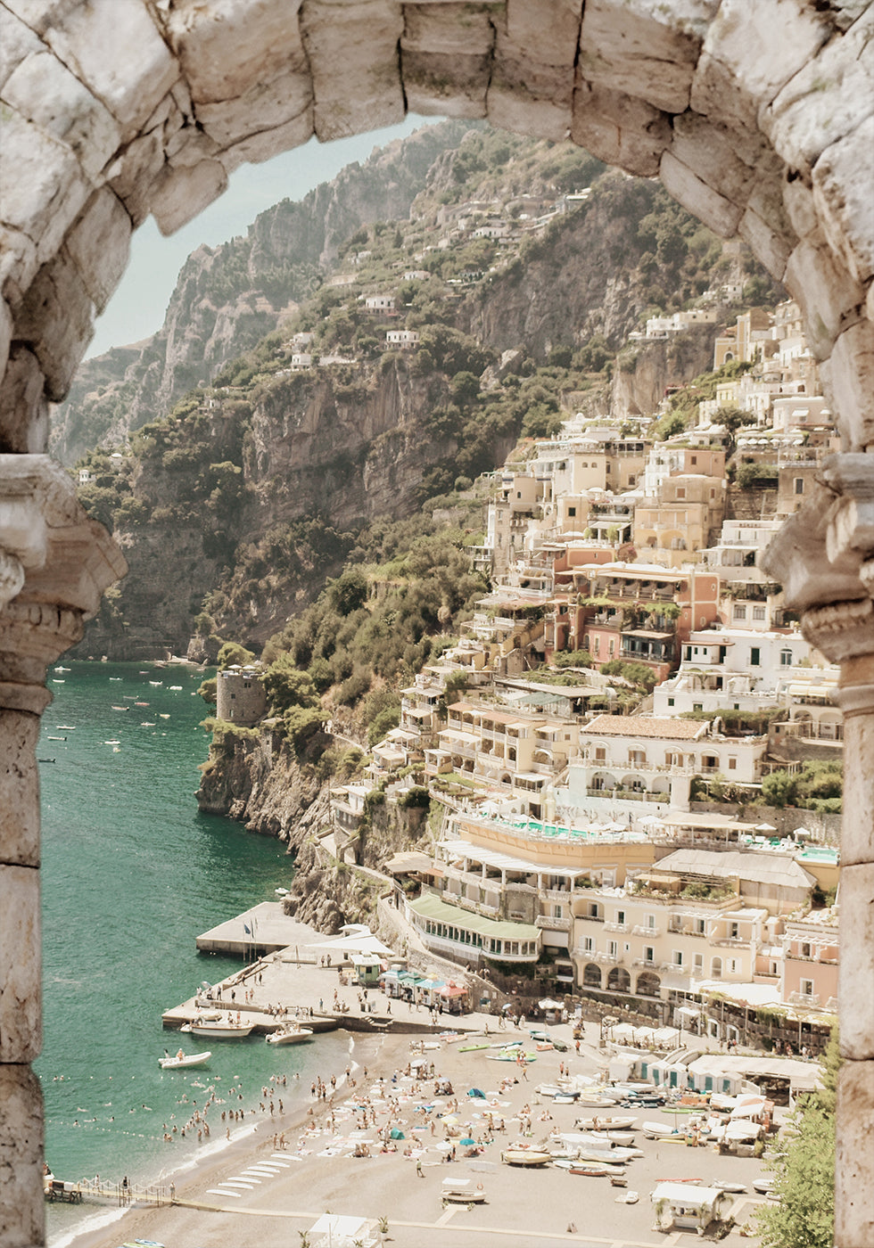View of Amalfi Coast, Mediterranean Village Poster - Posterbox.dk