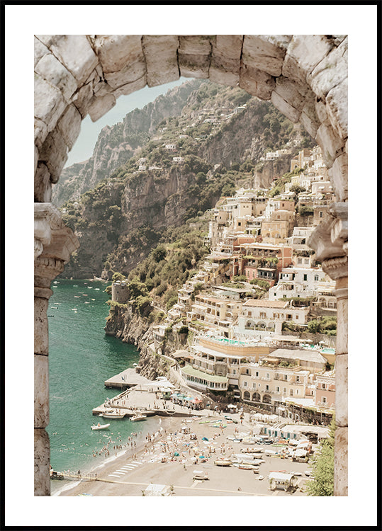 View of Amalfi Coast, Mediterranean Village Poster - Posterbox.dk