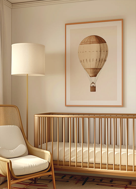 Vintage Air Balloon, Sepia Travel Adventure Poster - Posterbox.dk