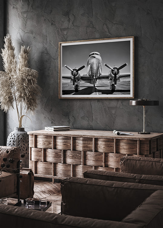 Vintage Airplane, Black and White Aviation Poster - Posterbox.dk