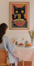 Vintage Black Cat Eating Ramen Poster - Posterbox.dk