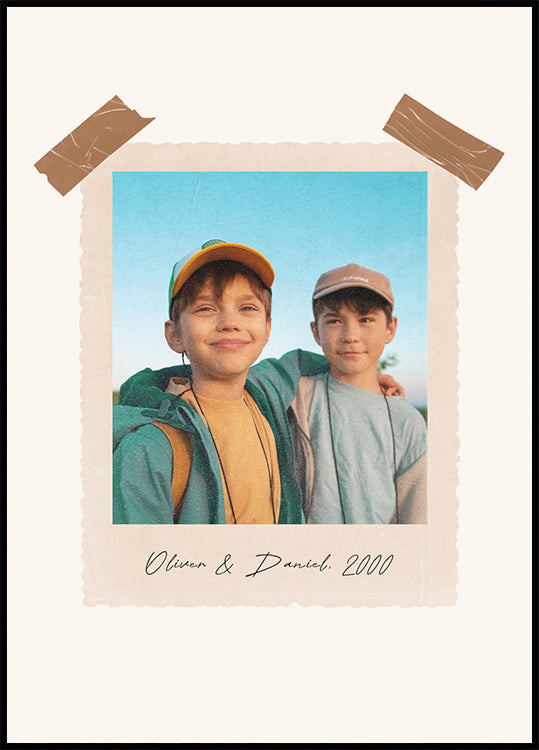 Vintage Childhood, Personalized Sibling Memory Print Poster - Posterbox.dk