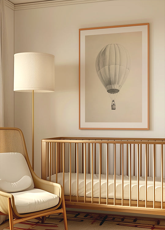 Vintage Hot Air Balloon Sketch Poster - Posterbox.dk