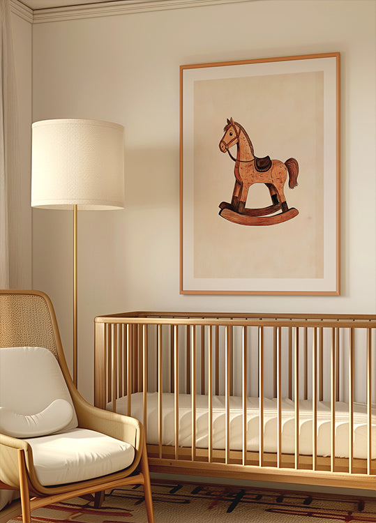 Vintage Rocking Horse Wooden Toy Poster - Posterbox.dk