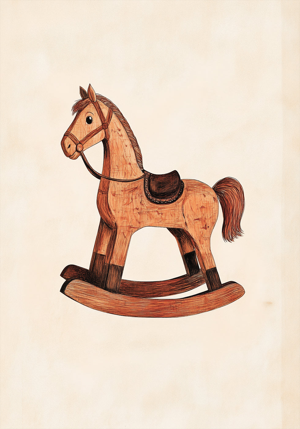 Vintage Rocking Horse Wooden Toy Poster - Posterbox.dk