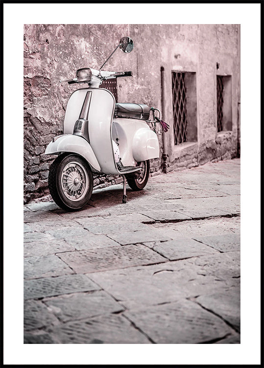 Vintage Scooter in Cobblestone Alley Poster - Posterbox.dk