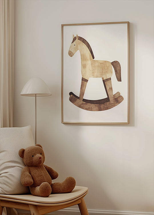 Vintage Wooden Rocking Horse Poster - Posterbox.dk