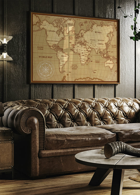 Vintage World Map Poster - Posterbox.dk