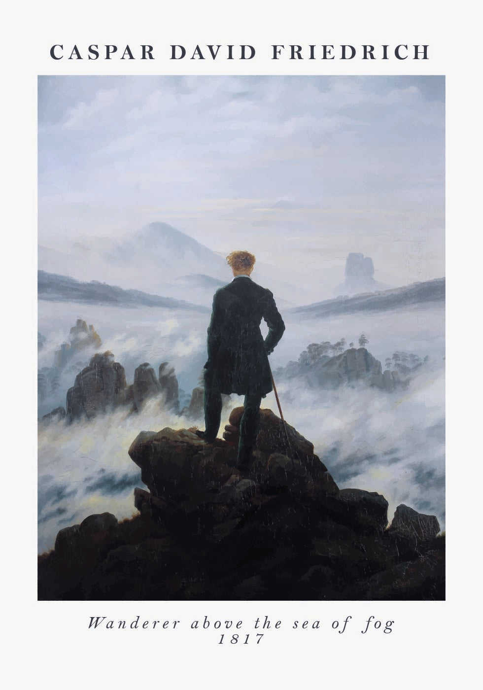 Wanderer Above the Sea of ​​Fog Caspar David Friedrich, 1817 Poster - Posterbox.dk