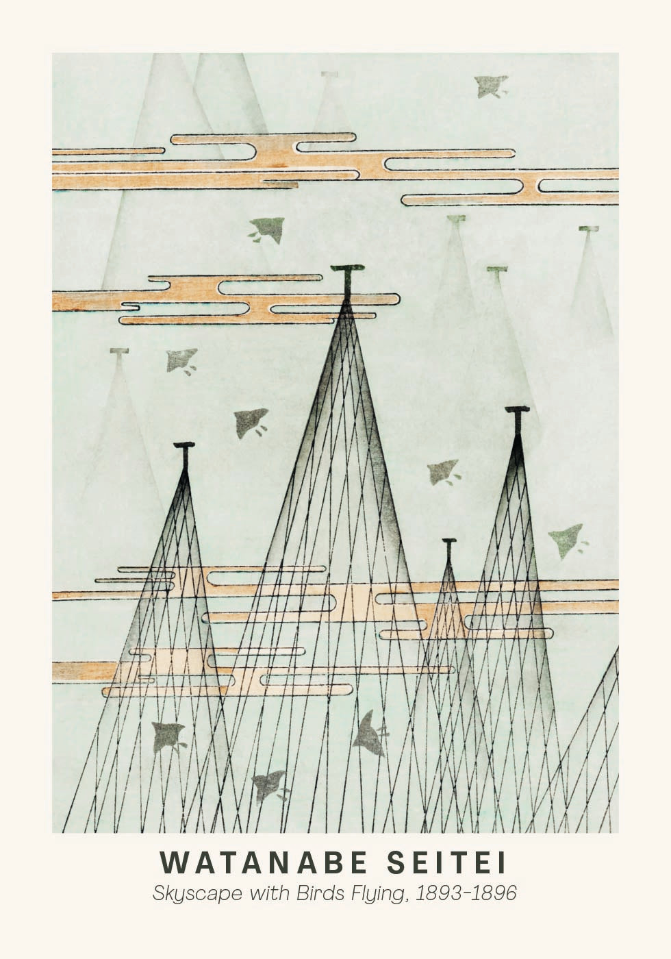 Watanabe Seitei Skyscape Japanese Bird Flying Poster - Posterbox.dk
