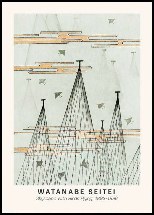 Watanabe Seitei Skyscape Japanese Bird Flying Poster - Posterbox.dk