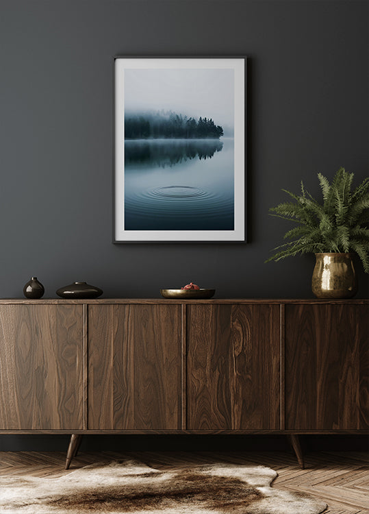 Water Ripples and Foggy Forest Poster - Posterbox.dk