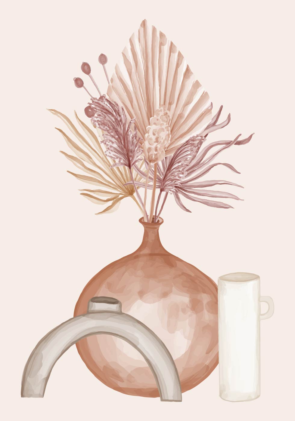 Watercolor Autumn Dry Bouquet Poster - Posterbox.dk