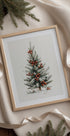 Watercolor Christmas Tree with Red Berries Poster - Posterbox.dk