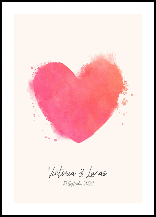 Watercolor Heart Personalized Poster - Posterbox.dk