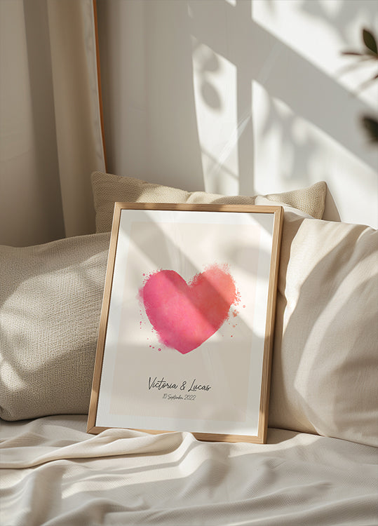 Watercolor Heart Personalized Poster - Posterbox.dk