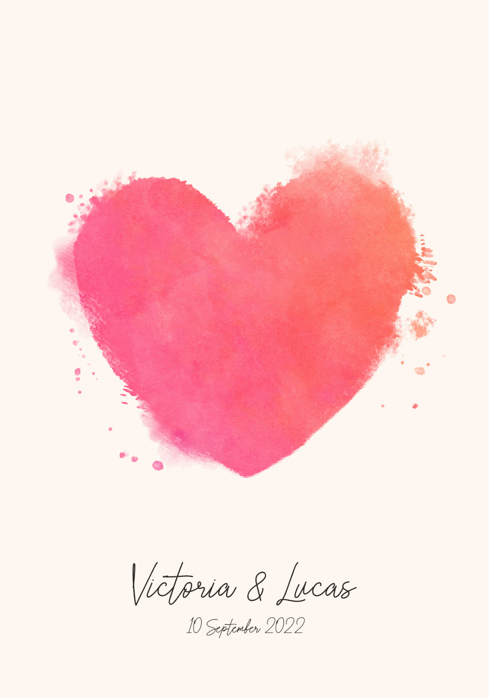 Watercolor Heart Personalized Poster - Posterbox.dk