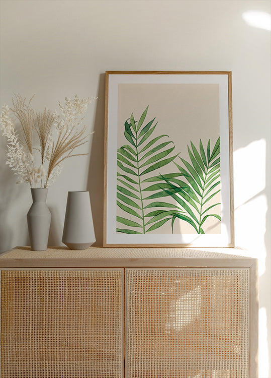 Watercolor Palm Leaf Poster - Posterbox.dk