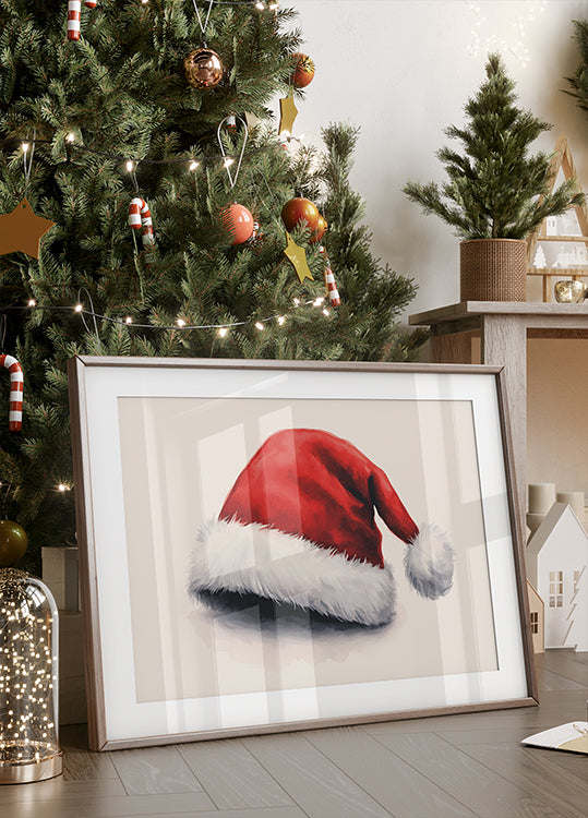 Watercolor Santa Hat Poster - Posterbox.dk