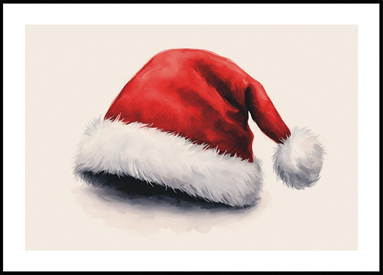 Watercolor Santa Hat Poster - Posterbox.dk