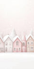 Watercolor Snowy Pink Houses Poster - Posterbox.dk