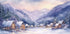 Watercolor Winter Mountain Village Poster - Posterbox.dk