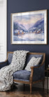 Watercolor Winter Mountain Village Poster - Posterbox.dk
