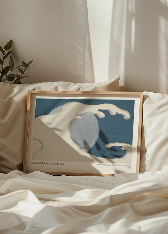 Waves and Sun from Momoyogusa, 1909, Kamisaka Sekka Poster - Posterbox.dk