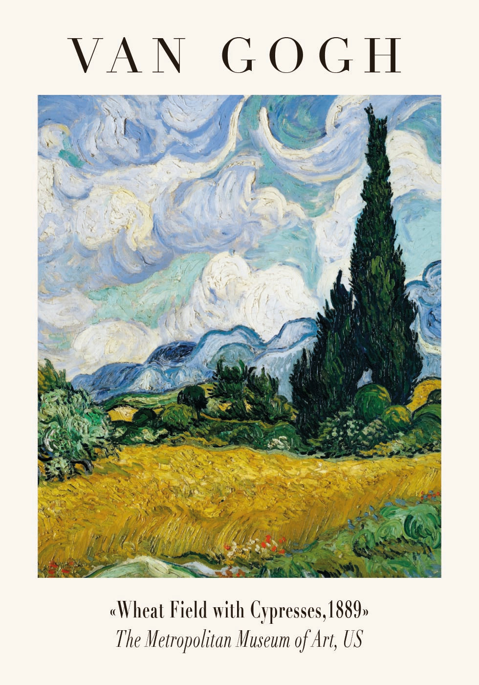 Wheat Field with Cypresses Poster - Posterbox.dk