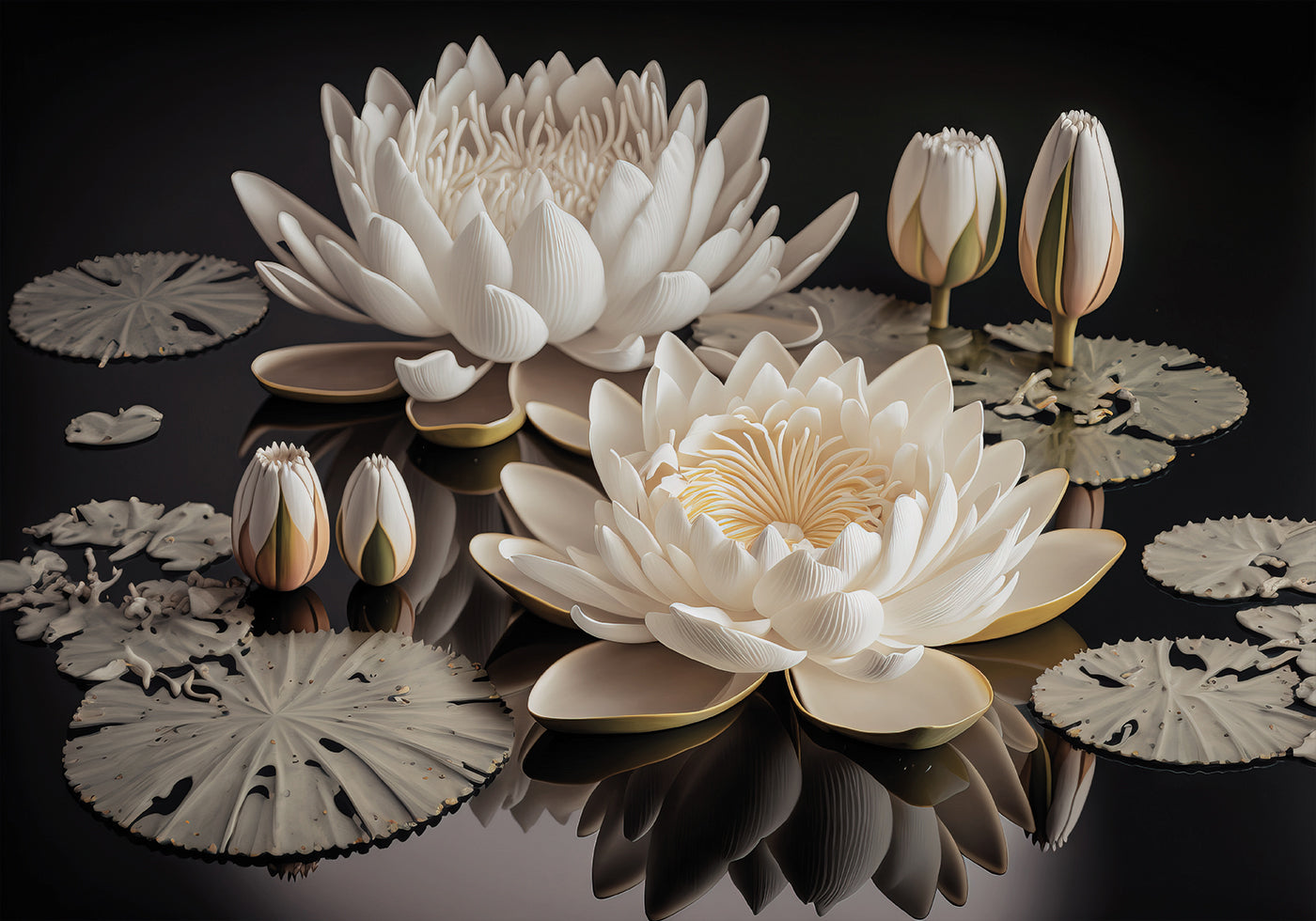 White Lotus Flowers Poster - Posterbox.dk