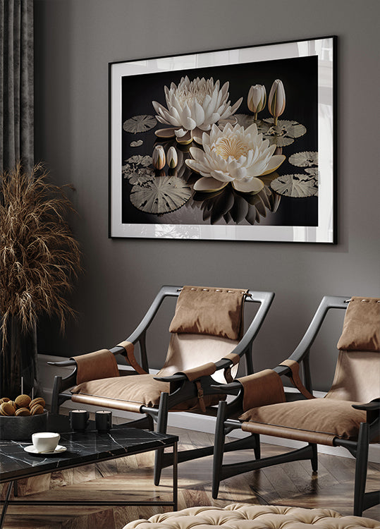 White Lotus Flowers Poster - Posterbox.dk