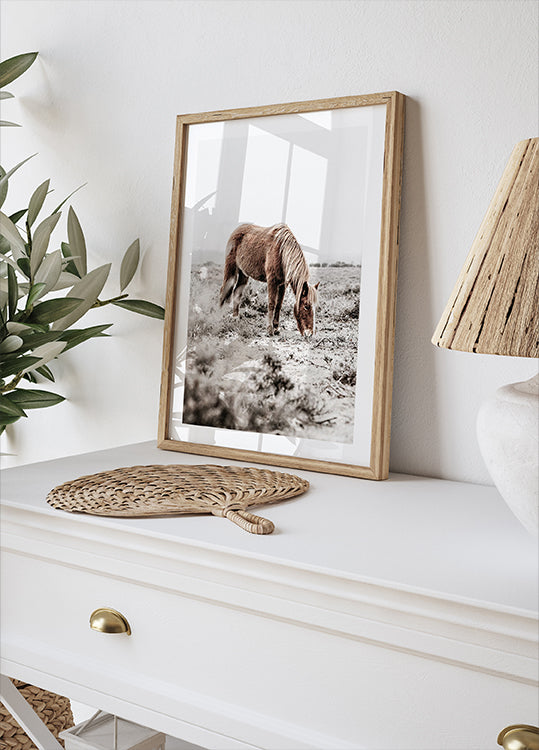 Wild Horse in Serene Landscape Nature Poster - Posterbox.dk