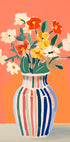 Wildflowers, Striped Vase, Coral Background Poster - Posterbox.dk