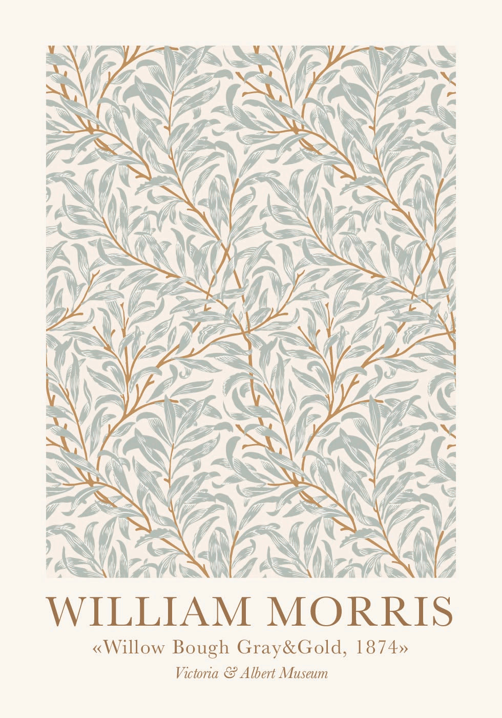 William Morris Willow Bough Gray & Gold Poster - Posterbox.dk