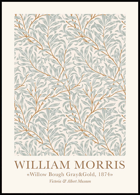 William Morris Willow Bough Gray & Gold Poster - Posterbox.dk