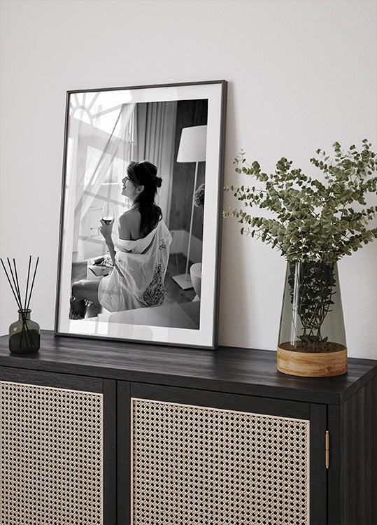 Woman Relaxing with Wine Poster - Posterbox.dk
