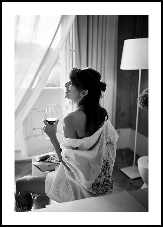 Woman Relaxing with Wine Poster - Posterbox.dk