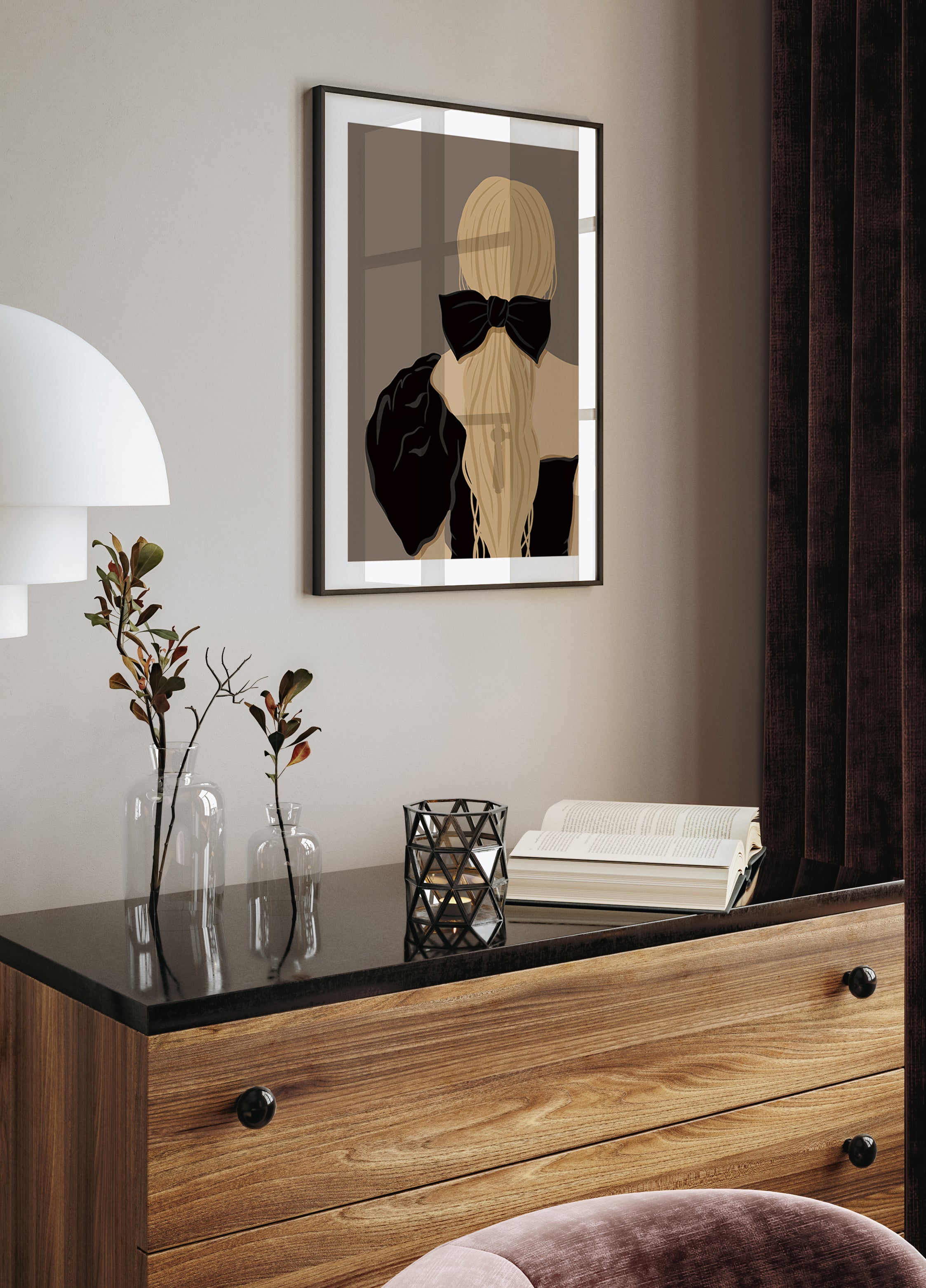 Woman with Black Bow Poster - Posterbox.dk