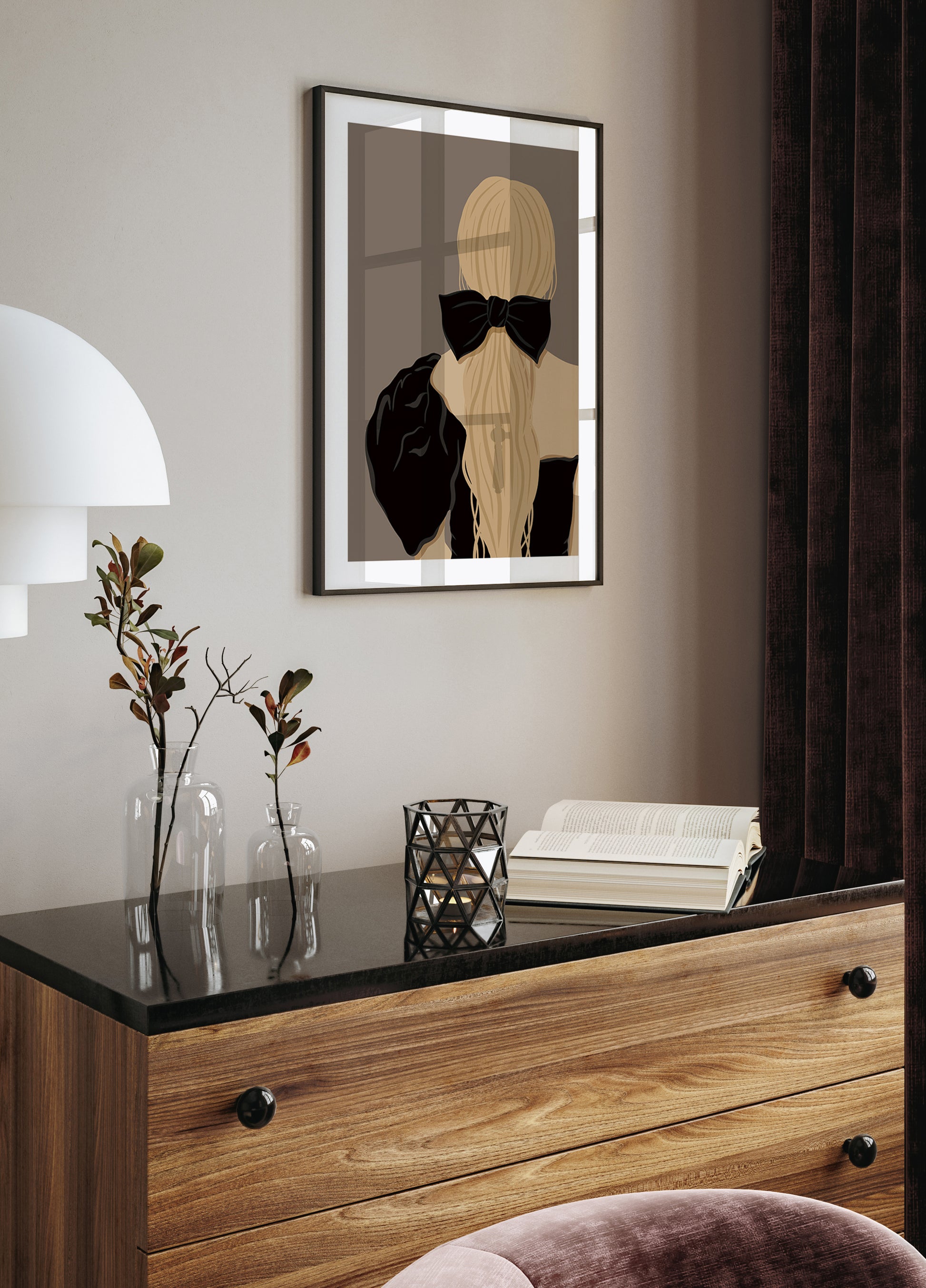 Woman with Black Bow Poster - Posterbox.dk